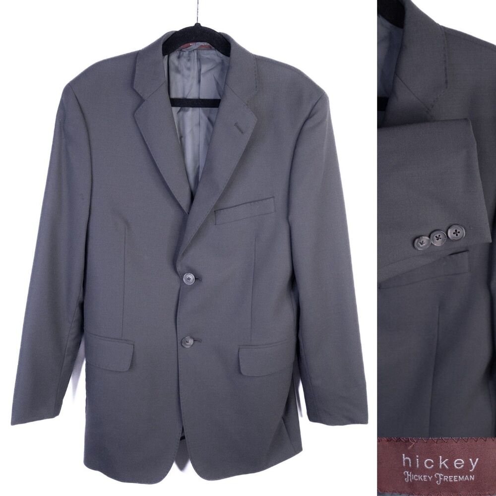 Hickey Freeman Solid Gray Wool Suit Jacket  Blazer Size 14 Boys